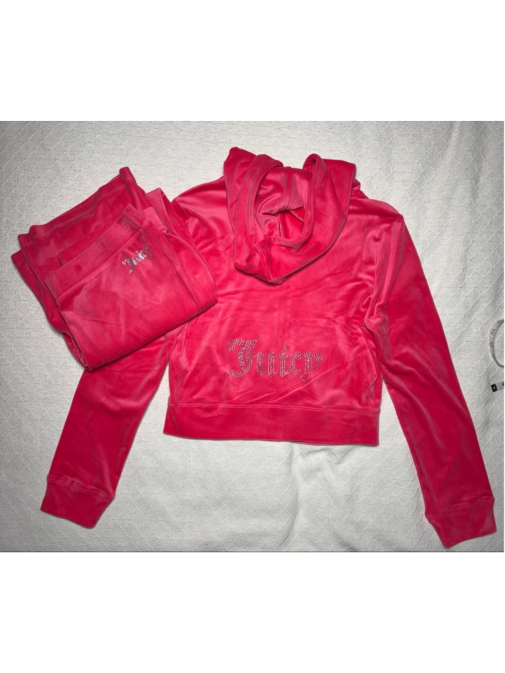 NWT Bling Juicy Couture Pink Party Velour Tracksuit w/Rhinestone Glam Y2K Size L